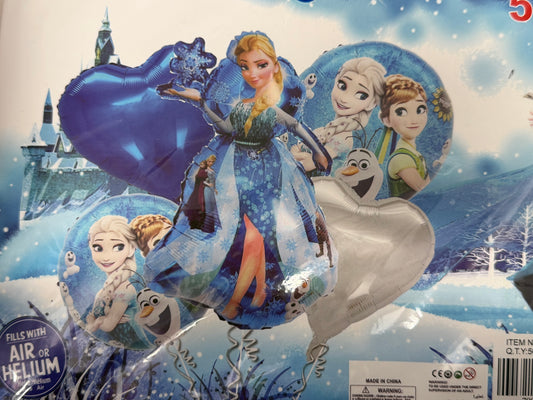 5pcs Frozen Elsa Foil Balloon Set