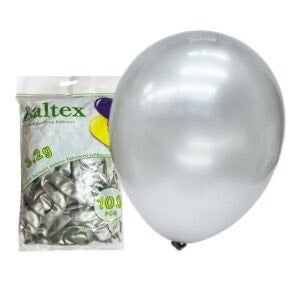 100pcs 12″ 3.2 Baltex Metallic Silver Latex Balloon