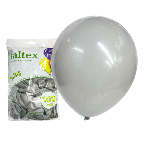 100pcs 12″ 3.2g Baltex Gray Latex Balloon