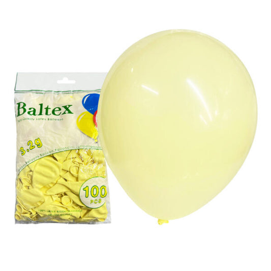 100pcs 12″ 3.2g Baltex Pastel Yellow Latex Balloon