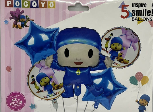 5pcs Pocoyo Foil Balloon Set
