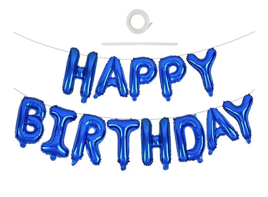 Blue Happy Birthday Foil Balloon Banner