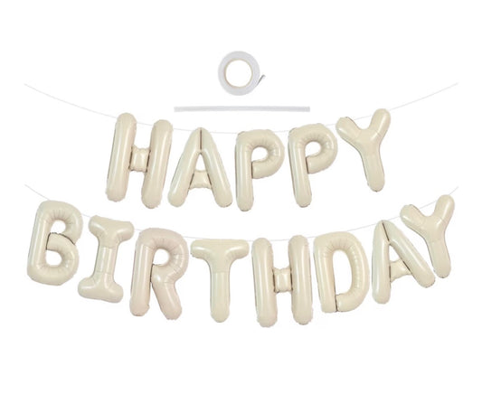 Cream Happy Birthday Foil Balloon Banner
