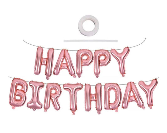 Rose Gold Happy Birthday Foil Balloon Banner