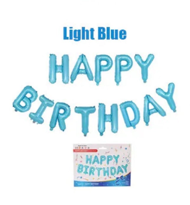 Light Blue Happy Birthday Foil Balloon Banner