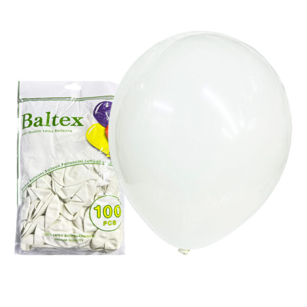 100pcs 12″ 2.8g Baltex Retro White Latex Balloon
