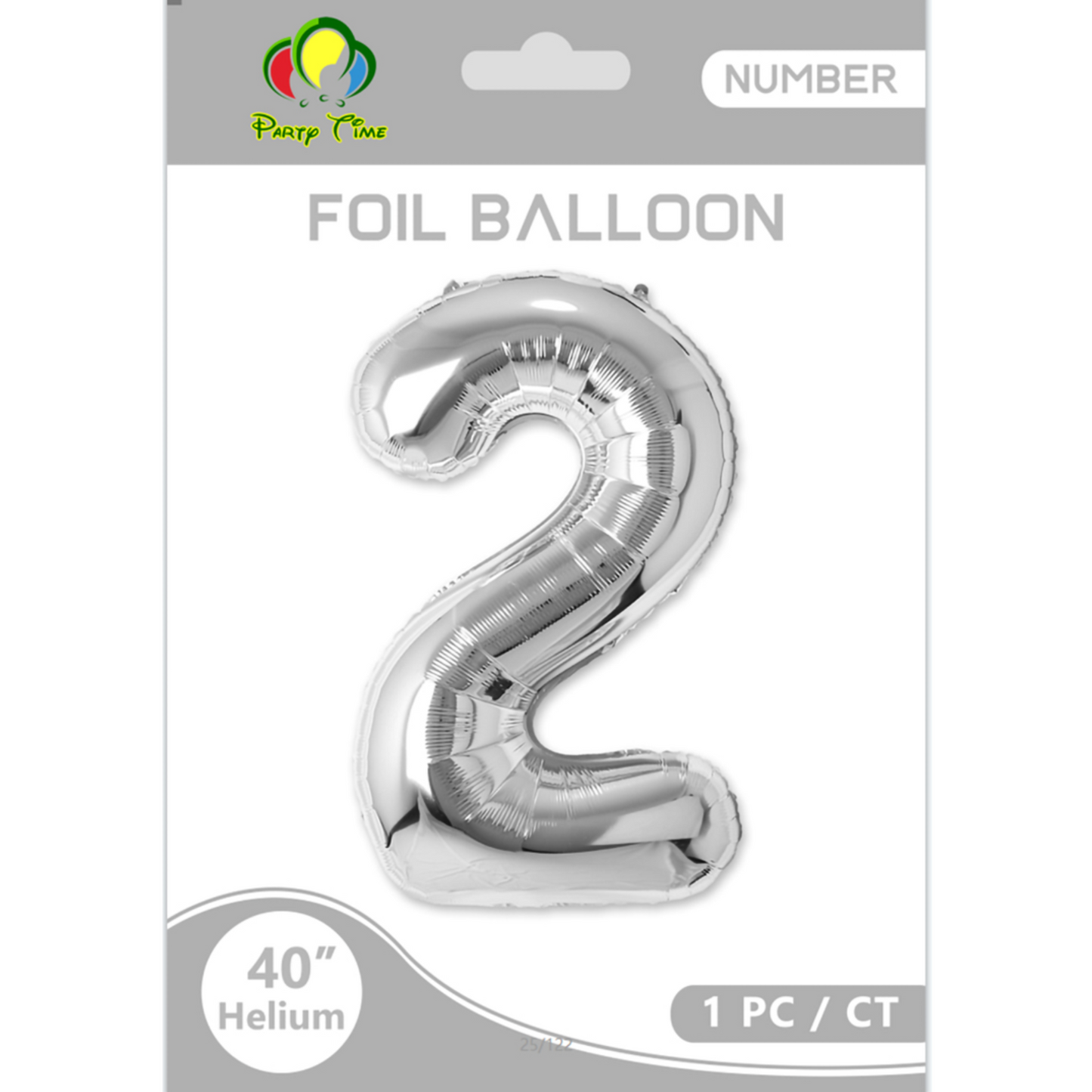 40″ Number 2 Foil Balloon, Silver