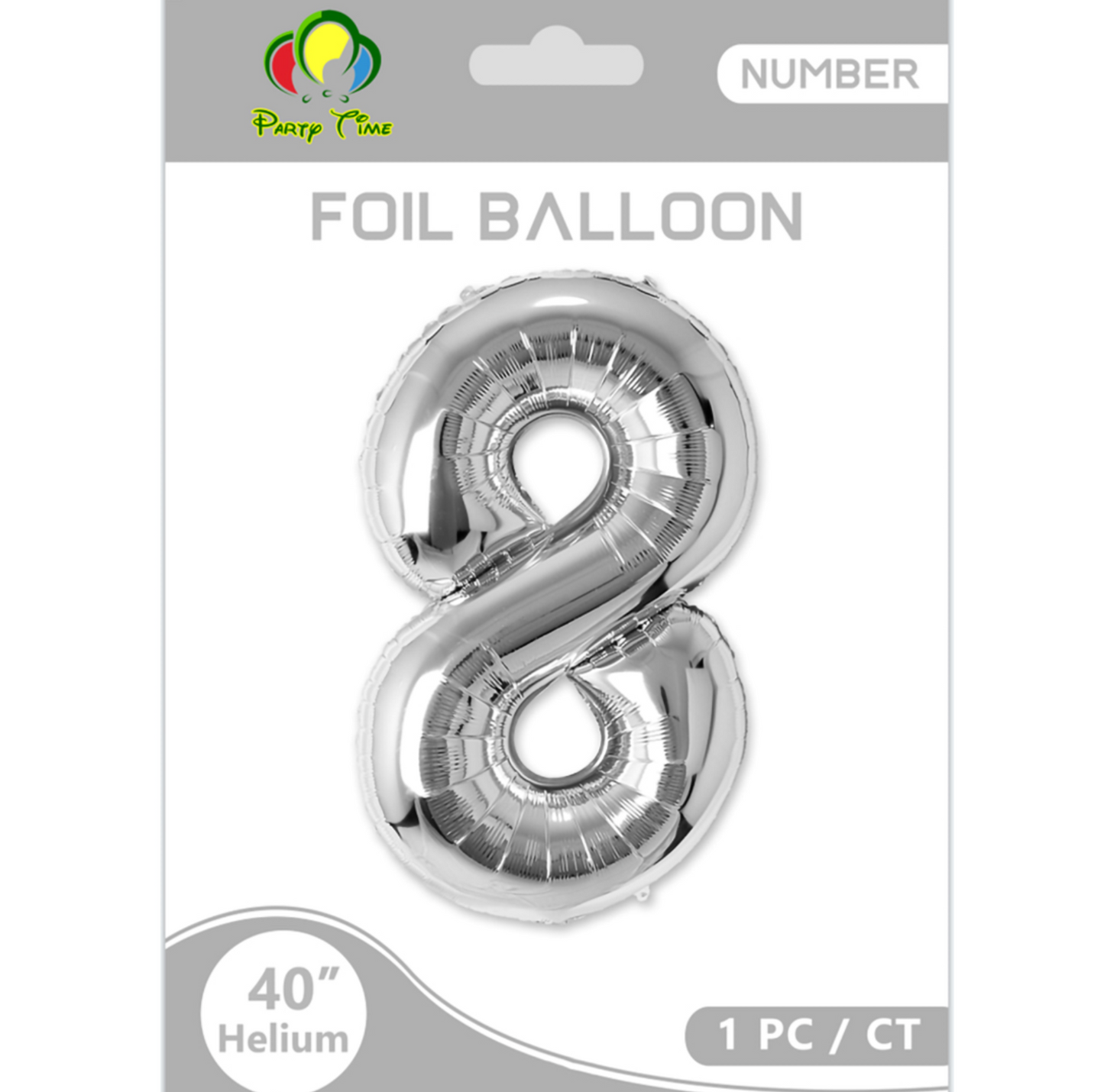 40″ Number Foil Balloon, Silver