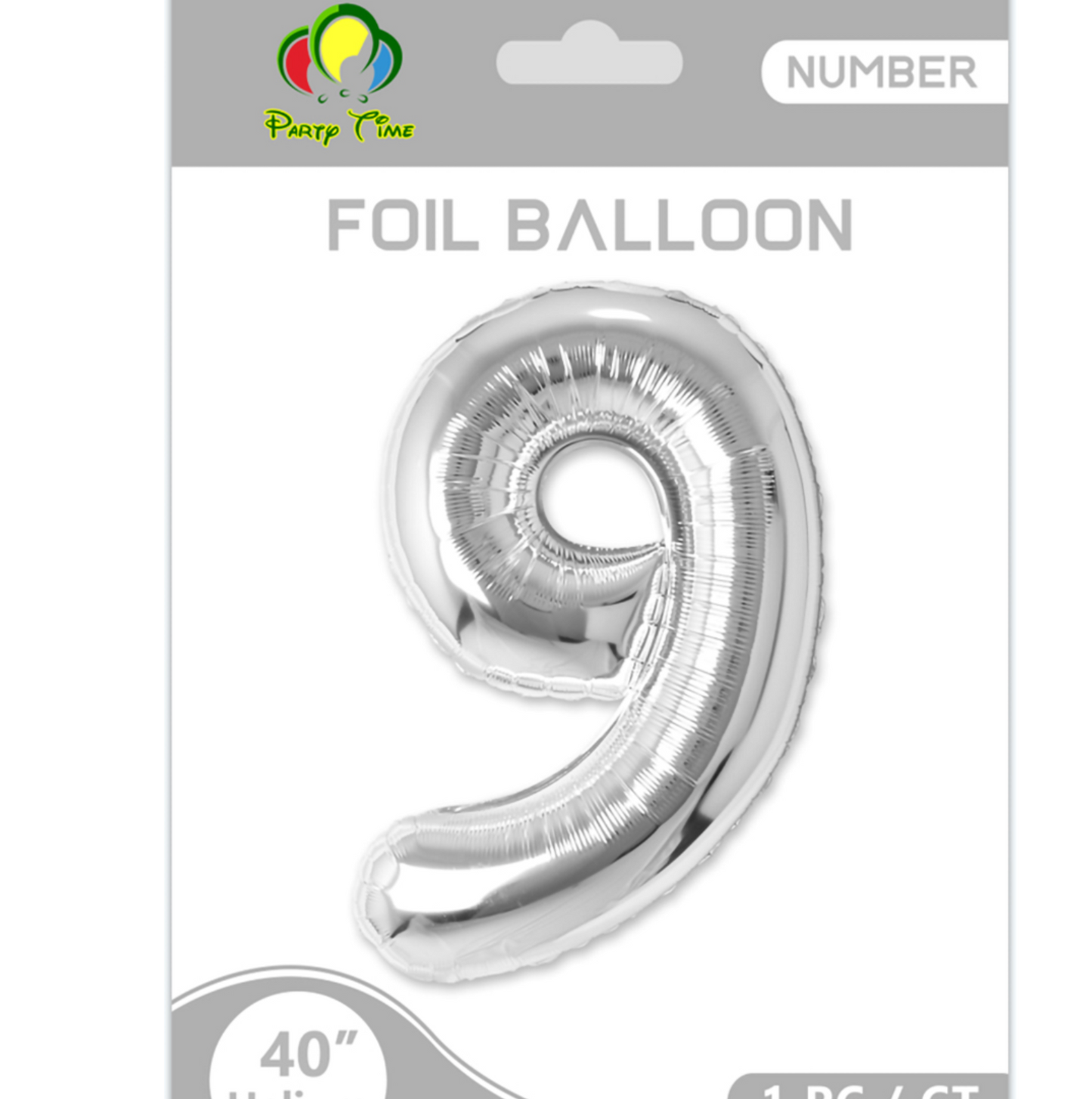 40″ Number 9 Foil Balloon, Silver