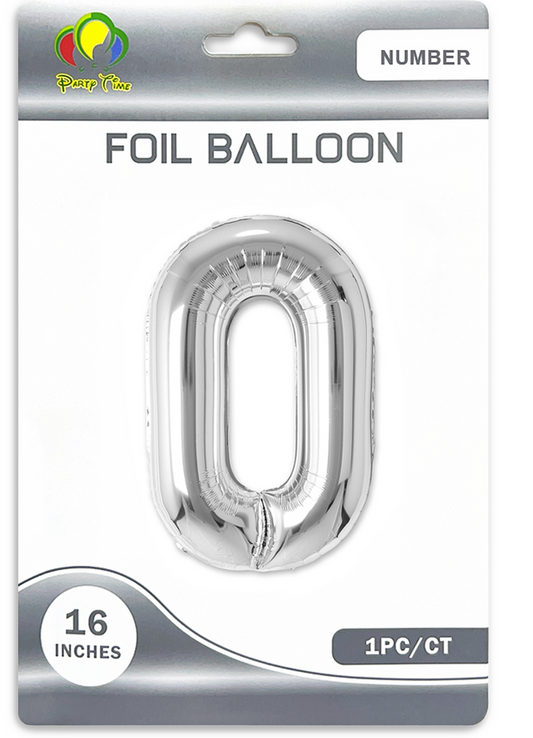 40″ Number 0 Foil Balloon, Silver