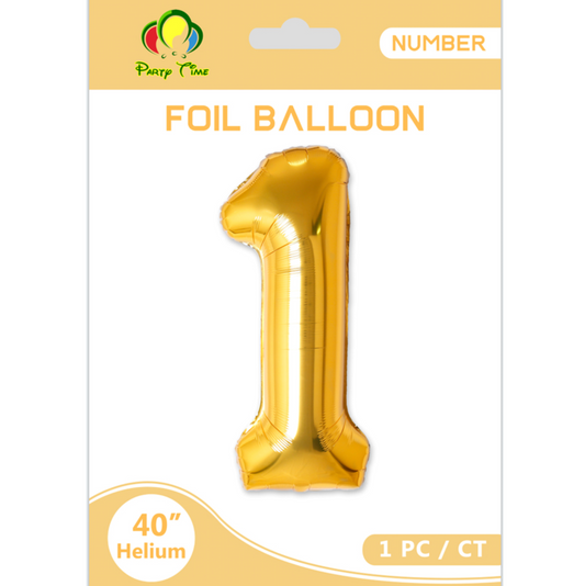 40″ Number 1 Foil Balloon, Gold