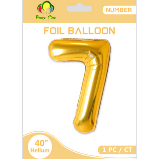 40" Number 7 Foil Balloon Gold