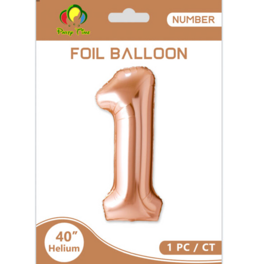 40" Number 1 Foil Balloon Rose Gold