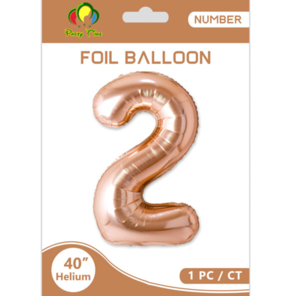 40" Number 2 Foil Balloon Rose Gold