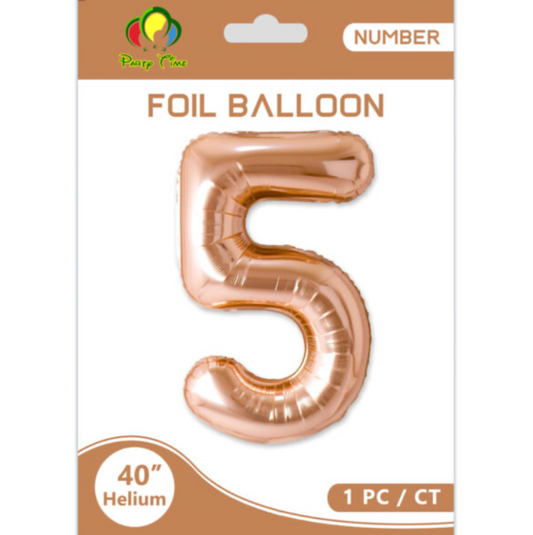 40" Number 5 Foil Balloon Rose Gold