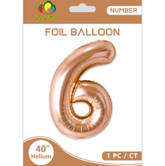 40" Number 6 Foil Balloon Rose Gold