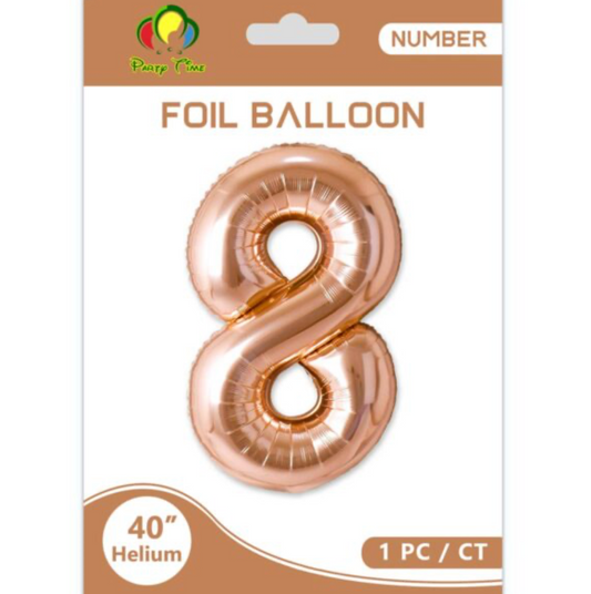 40" Number 8 Foil Balloon Rose Gold
