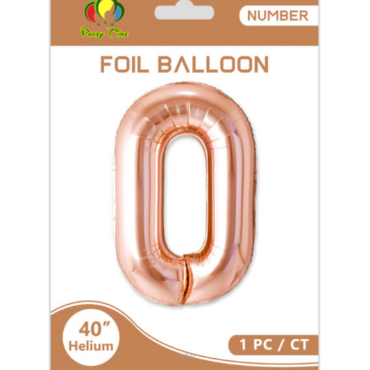 40" Number 0 Foil Balloon Rose Gold