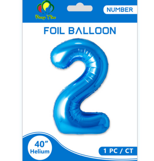 40" Number 2 Foil Balloon Blue