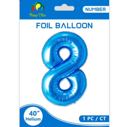40" Number 8 Foil Balloon Blue
