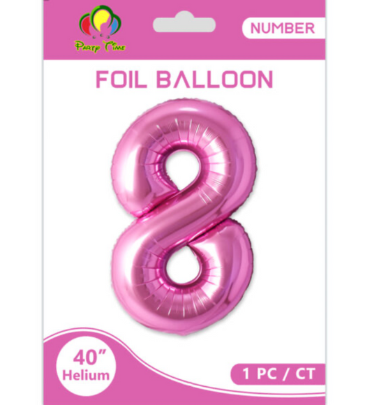 40" Number 8 Foil Balloon Pink