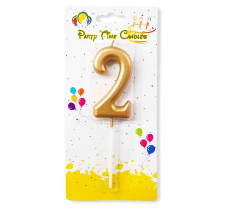 Number 2 Candle Gold Birthday Gold Birthday Candle