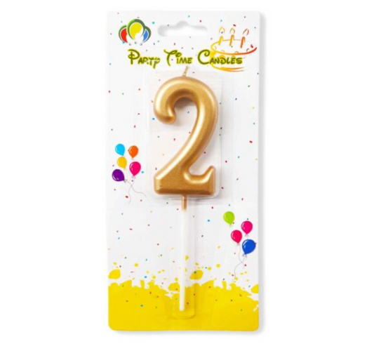 Number 2 Candle Gold Birthday Gold Birthday Candle