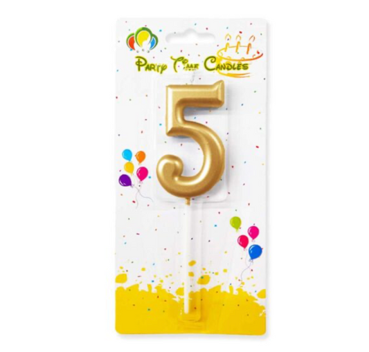 Number 5 Candle Gold Birthday Candle