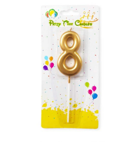 Number 8 Candle Gold Birthday Candle