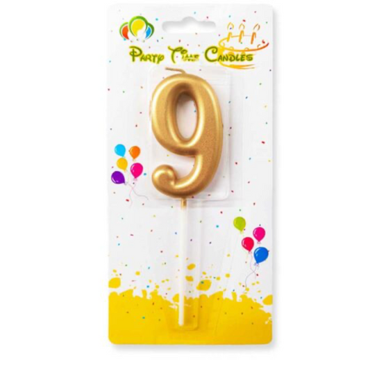 Number 9 Candle Gold Birthday Candle