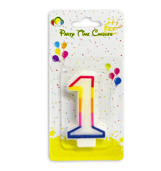 Number 1 Candle Multicolor Birthday Candle