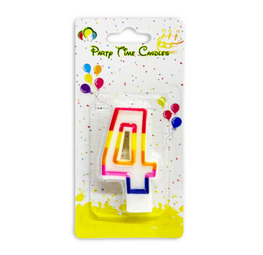 Number 4 Candle Multicolor Birthday Candle