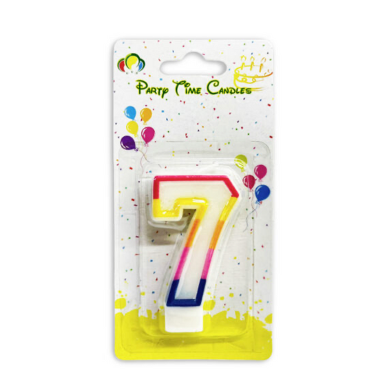 Number 7 Candle Multicolor Birthday Candle