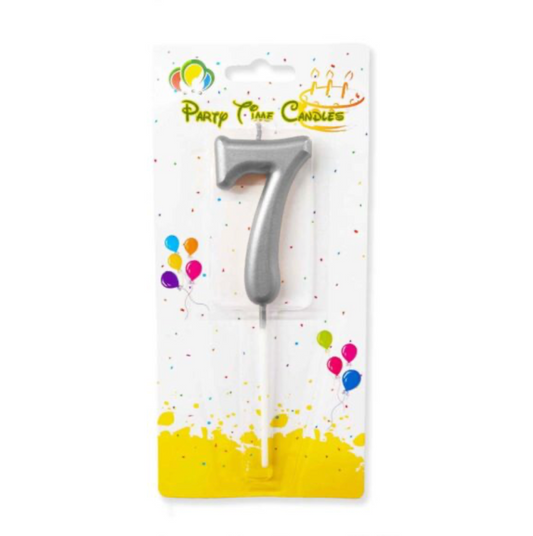 Number 7 Candle Silver Candle