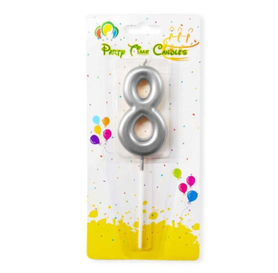 Number Candle Silver Birthday Candle