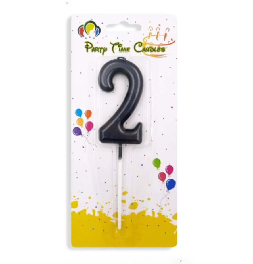 Number 2 Candle Black Birthday Candle