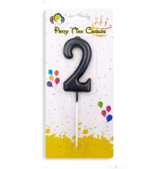Number 2 Candle Black Birthday Candle