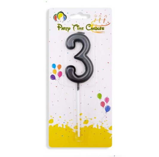 Number 3 Candle Black Birthday Candle