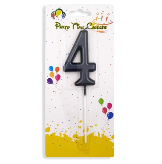 Number 4 Candle Black Birthday Candle