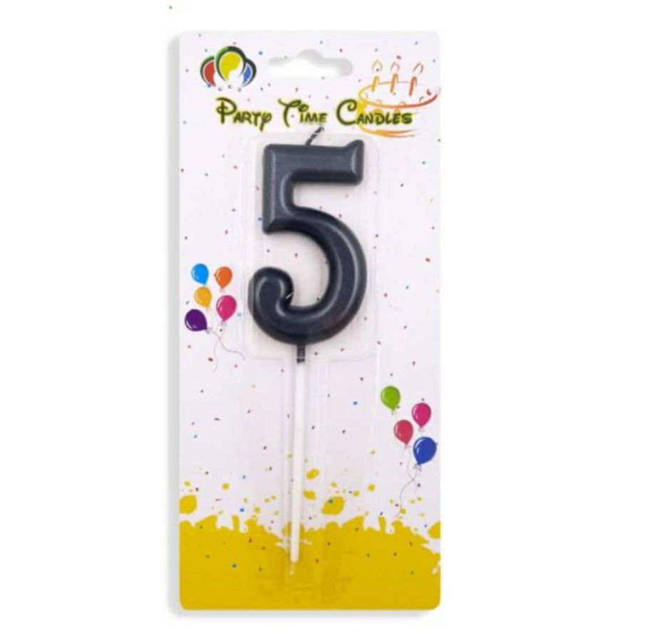 Number 5 Candle Black Candle