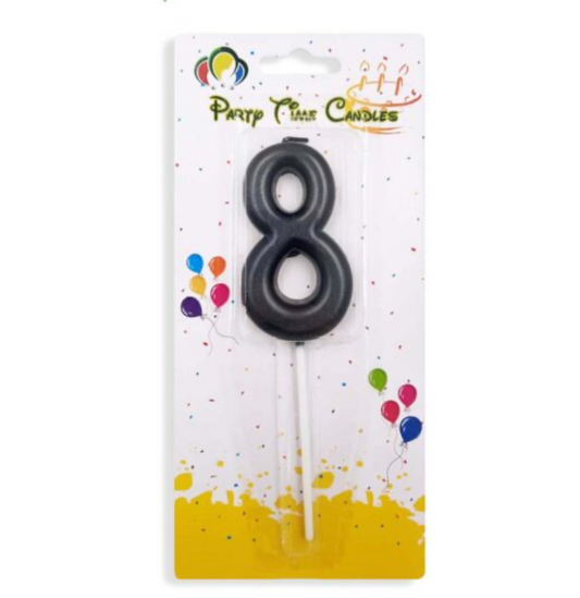 Number 8 Candle Black Birthday Candle