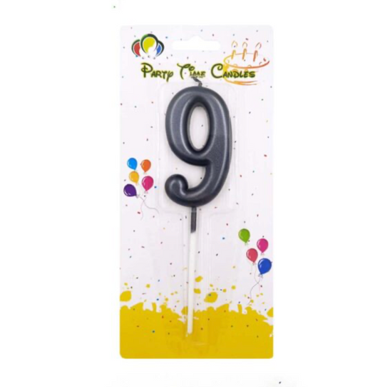 Number 9 Candle Black Birthday Candle