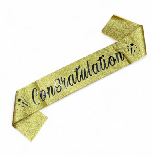1pc Gold & Black Graduation Sash Congratulations Sash