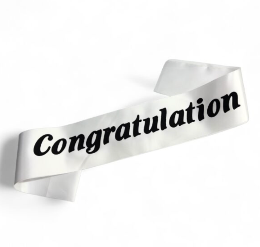 1pc White & Black Graduation Sash Congratulations Sash