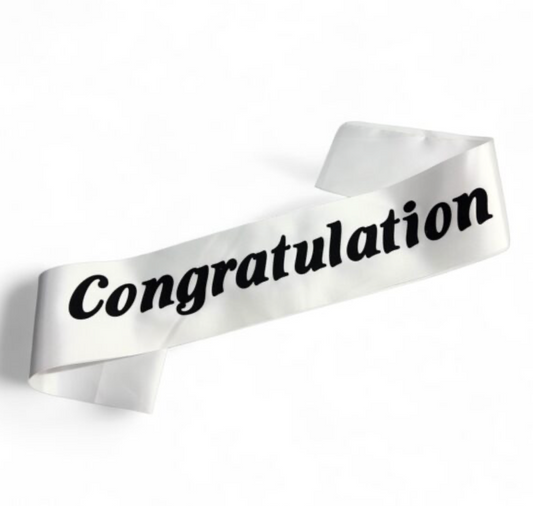 1pc White & Black Graduation Sash Congratulations Sash