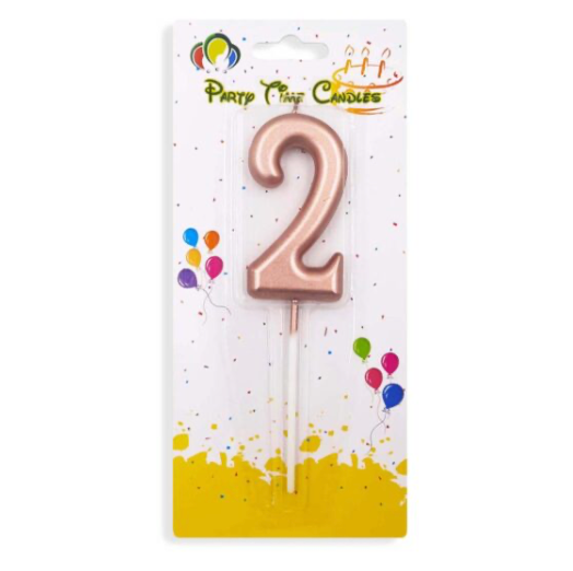Number 2 Candle Rose Gold Birthday Candle