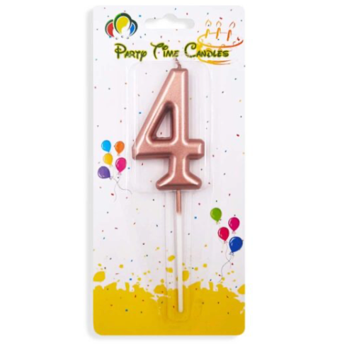 Number 4 Candle Rose Gold Birthday Candle
