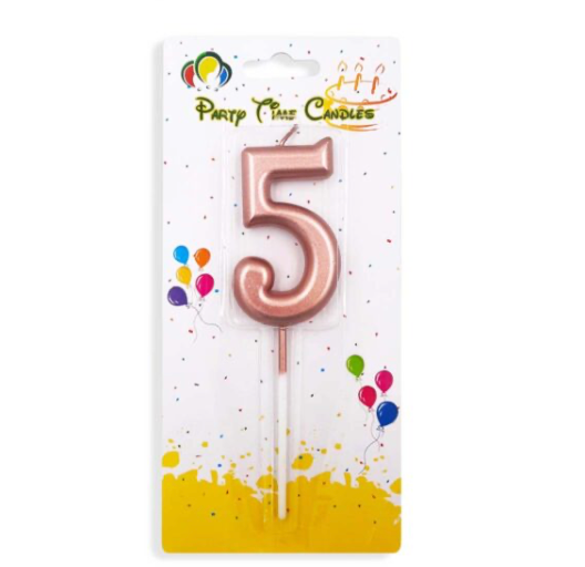 Number 5 Candle Rose Gold Birthday Candle