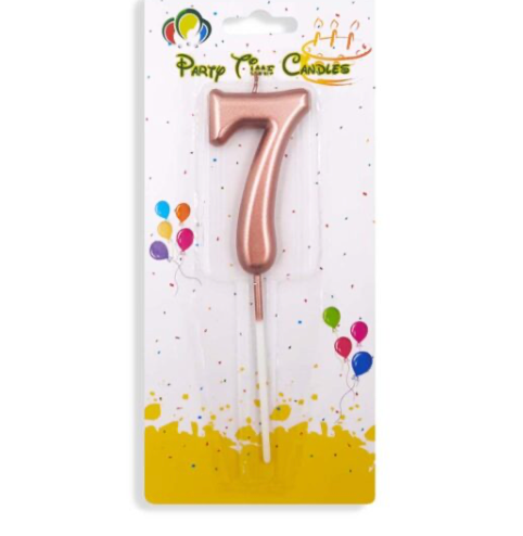 Number 7 Candle Rose Gold Birthday Candle