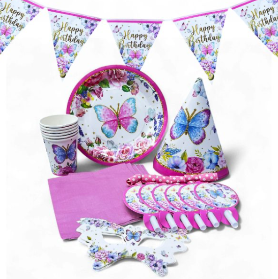 Butterfly Party Packs Disposable Tableware Sets – Party Supplies